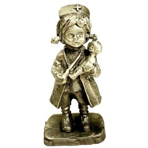 John Sullivan RDA Pewter Nurse Figurine Vtg 2.75" Silver Baby Doll 1975 Hospital